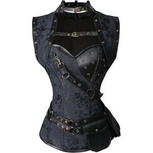 Women's Steampunk Dark Rose Victorian Pirate Corset Retro Renaissance Bustier Lg